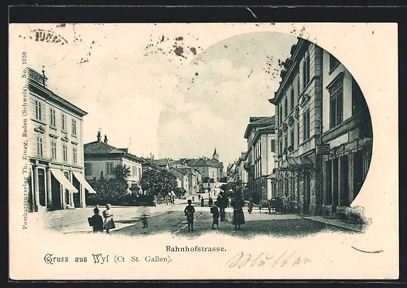 Cartoline postali: AK Wil, Bahnhofstrasse mit Geschäft – Usato da Berlin venduto da bartko-reher