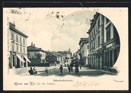 AK Wil, Bahnhofstrasse mit Geschäft