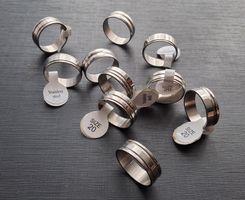10 Edelstahlringe, verschiedene Muster, silberfarbig (20 mm)