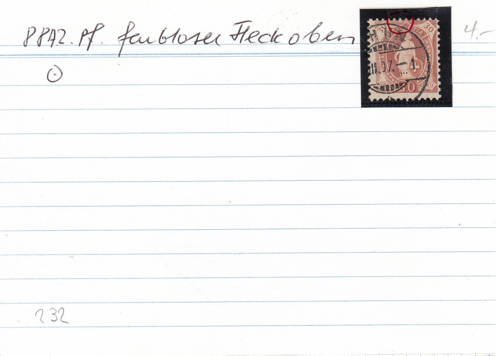 Alle Briefmarken: 88A.2. Pf. farbloser Fleck in der Mitte oben – Gebraucht aus Spreitenbach von Lienbi01 2