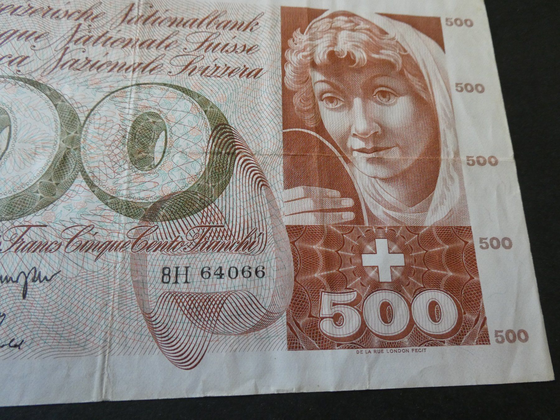 Banconote: Schweiz 1972, 500 Franken – Usato da Hinterforst venduto da rohusri 2