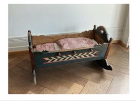 Alte Wiege Holz bemalt Masse 93x55x73cm gebraucht