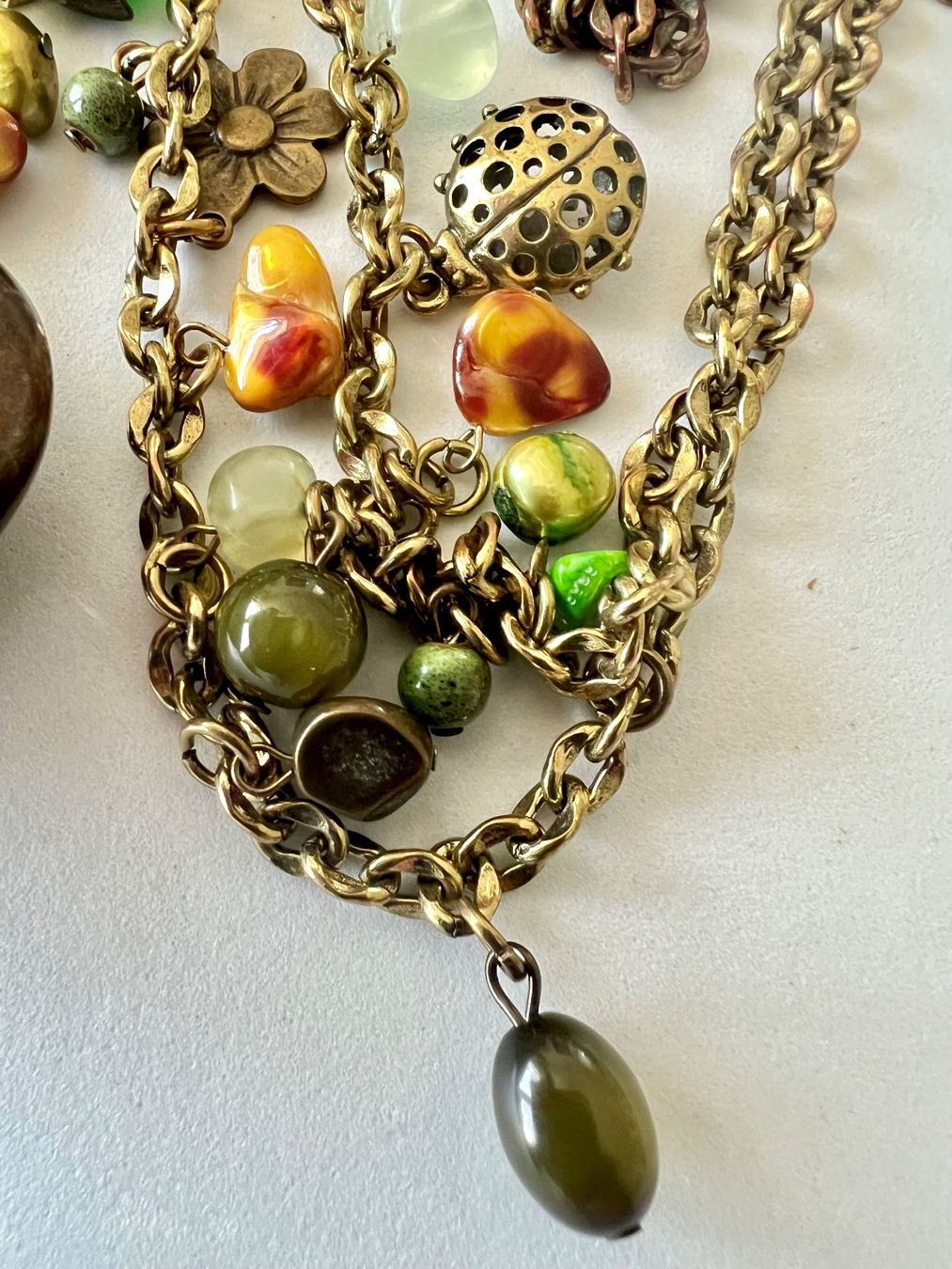 Catenine: Boho Statement-Kette XXL Herzanhänger Perlmutt & Echt-Perlen – Usato da Ruswil venduto da artbyhand 5
