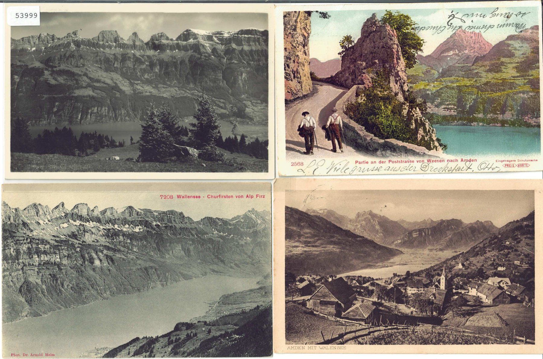 Cartoline postali: 4 AK - Am Walensee Wallensee – Usato da Ettingen venduto da Kartenplanet