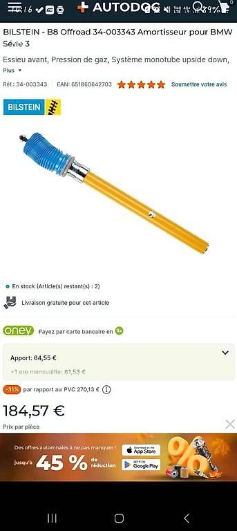 Tutti pezzi di ricambio auto: Amortisseur neuf. bmw e30 bilstein b8 – Usato da Ursy venduto da iva_xgq7
