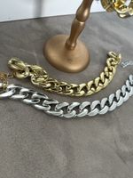 2 Stk. Trendige Statement-Kette: Silber & Gold - Blickfang!