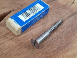 1 antike Senk Holz Schraube, Ø 0.7cm x 6cm, roh (3515#NSH6)