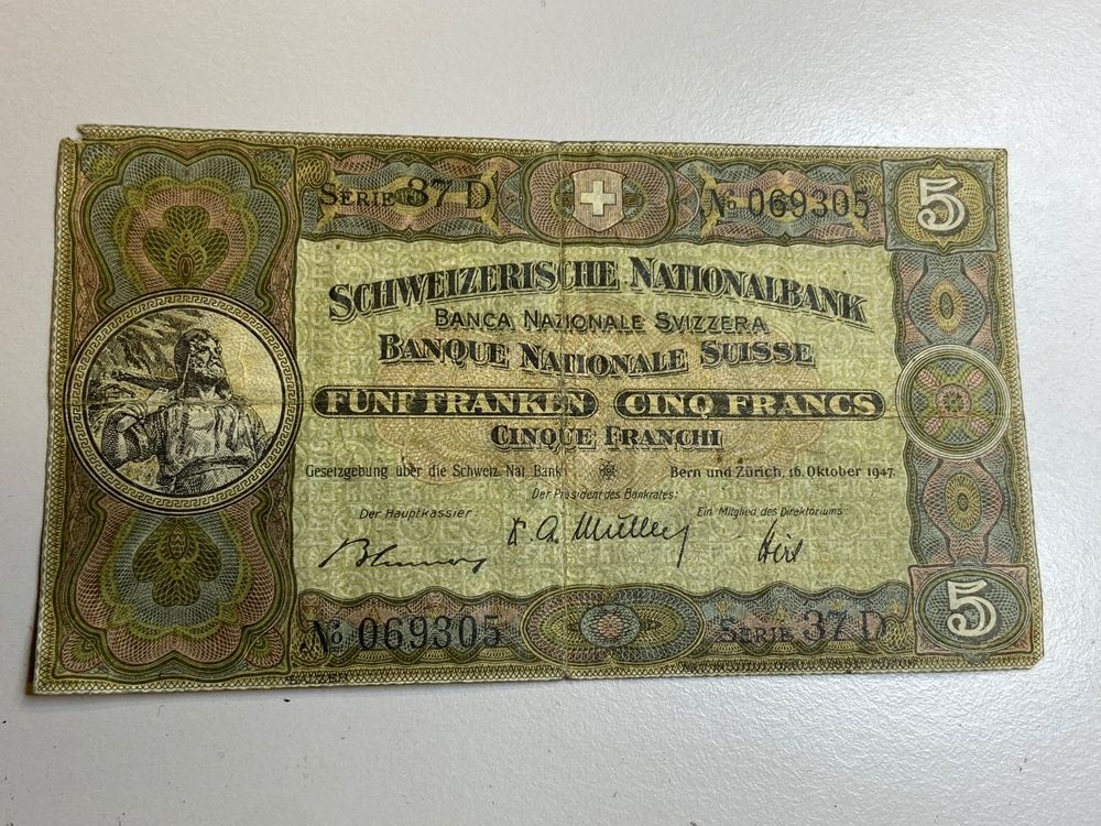 5 Fr. -Note Schweiz 1947 | Kaufen auf Ricardo