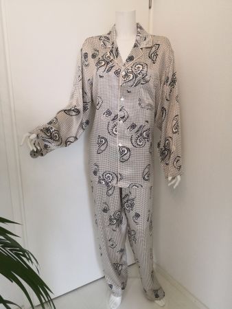 🤩CALIDA PYJAMA: HEMD & HOSE 100% SEIDE, PARSLEY-MUSTER, NEU