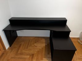 Schreibtisch mit Regalaufsatz schwarz gebraucht