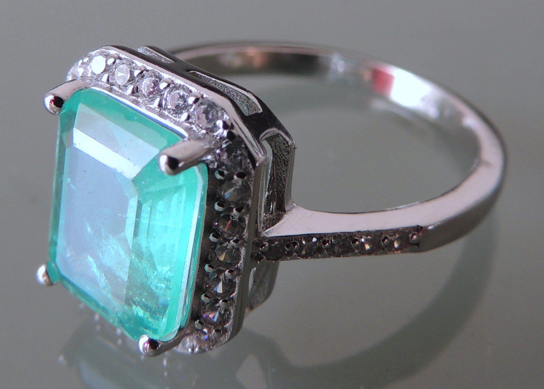 Anelli: Lab grown Smaragd Silber 925 Fingerring Gr. 57 – Usato da Waldenburg venduto da schaller707 1