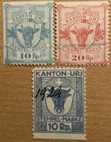 Stempel-Marken / Fiskalmarken Kanton Uri - Stier