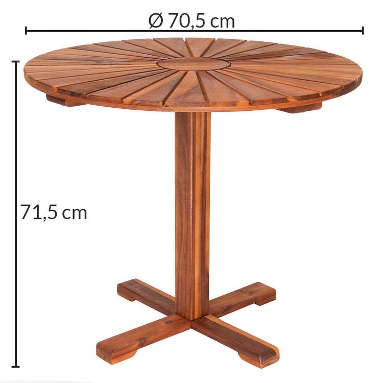 Gartentisch Ø70,5cm Holz Rund Balkontisch Bistrotisch Akazie Kaufen