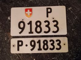 2x Nummernschild Post PTT 91833 ausrangiert