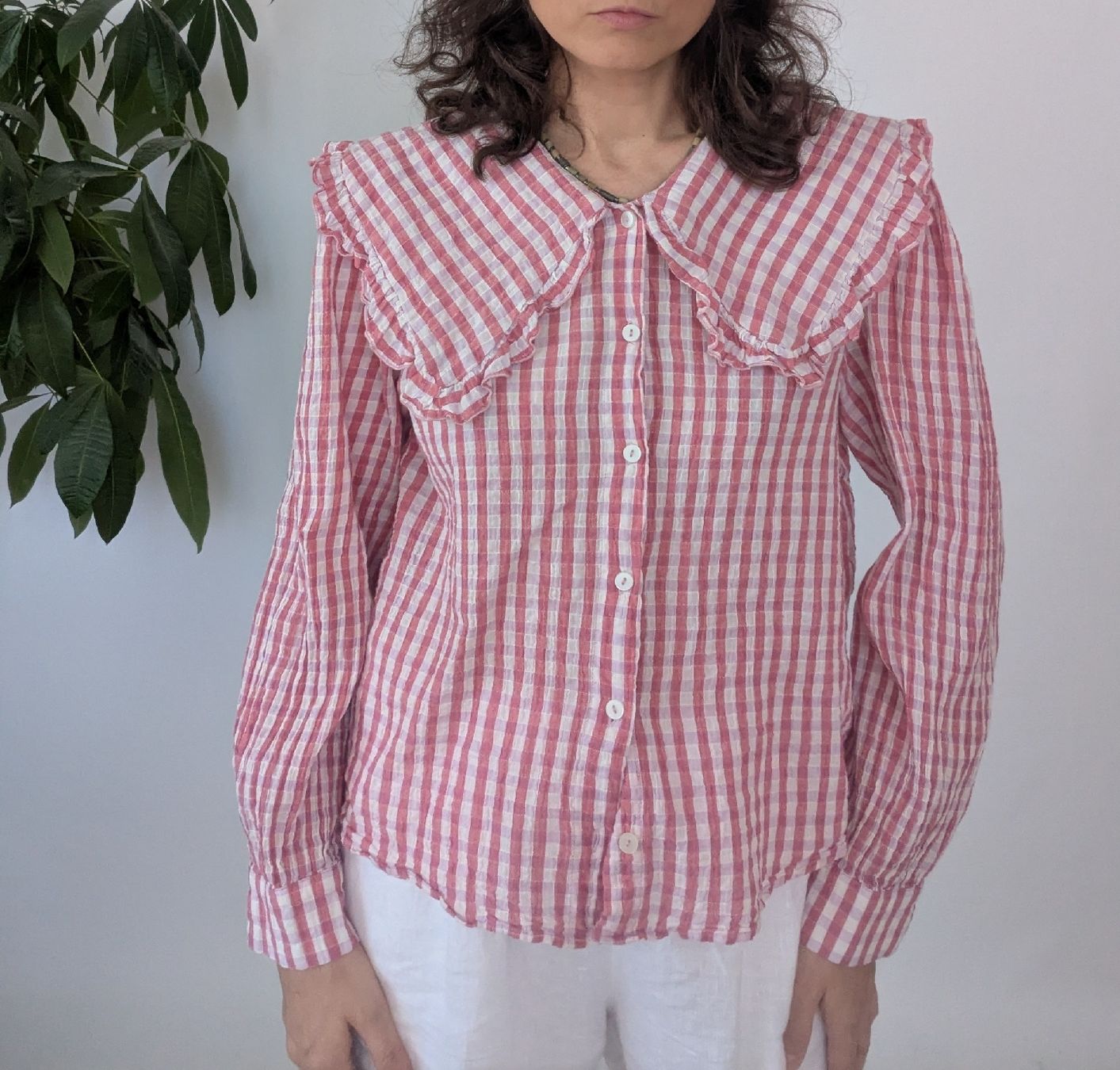 Mango Blusen: MNG Karobluse mit Rüschenkragen Grösse S  – Gebraucht aus Rorschach von olg_5qq2 2