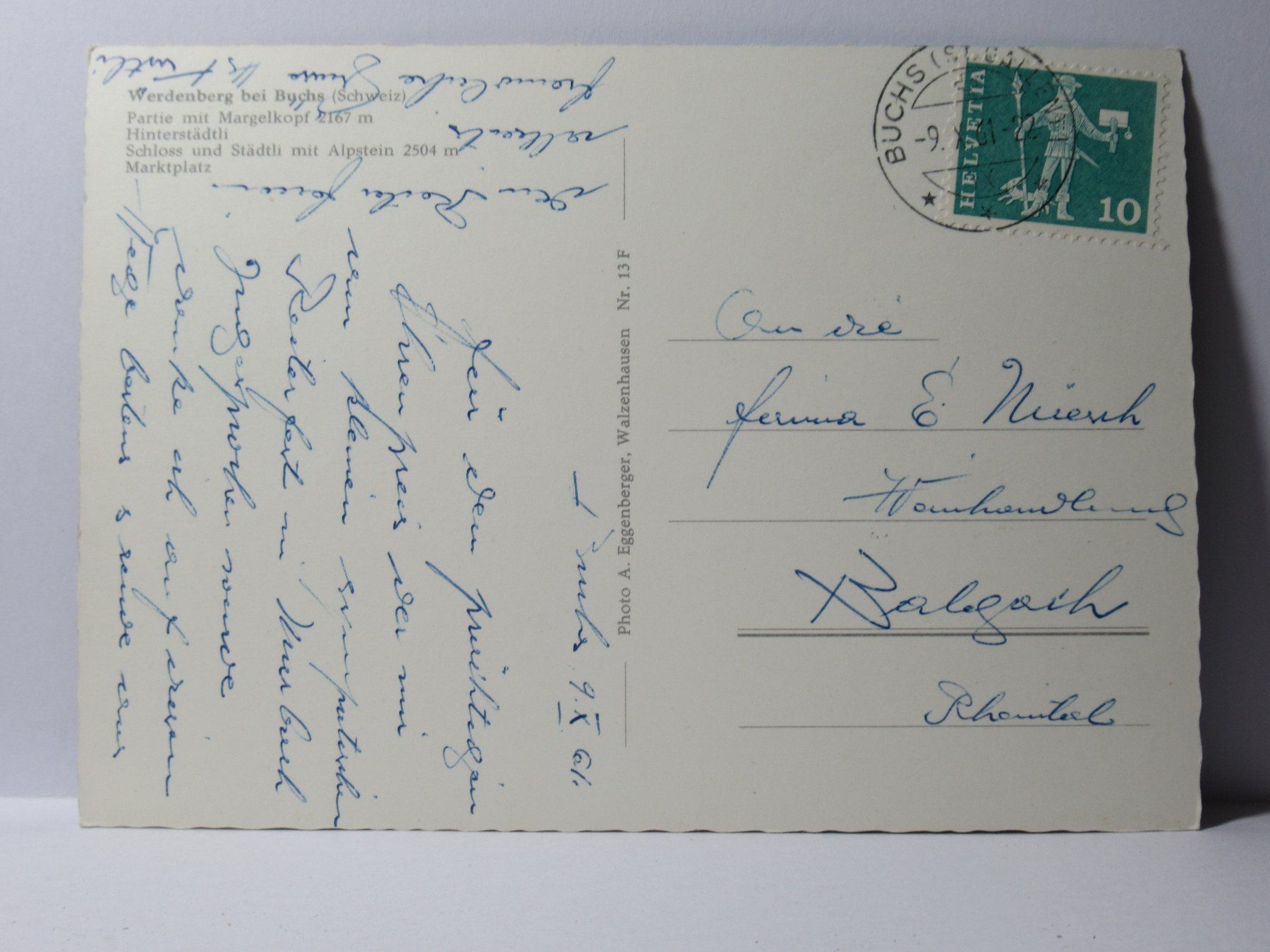 Cartes postales: Werdenberg  1961 – D'occasion à Grenchen par Bluemchen1900 1