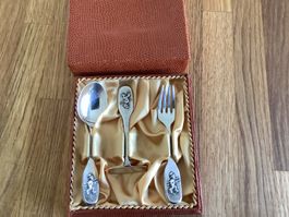 Silberbesteck für Kinder, 3-teilig, im Etui