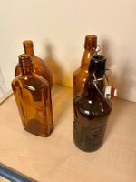 Antike Bierflaschen Sammlung, Vintage, 4 Stück, Braun