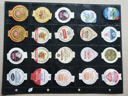 40     verschiedene   ausländische    Kaffeerahmdeckeli