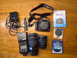 Canon EOS 500D Spiegelreflexkamera mit viel Zubehör!