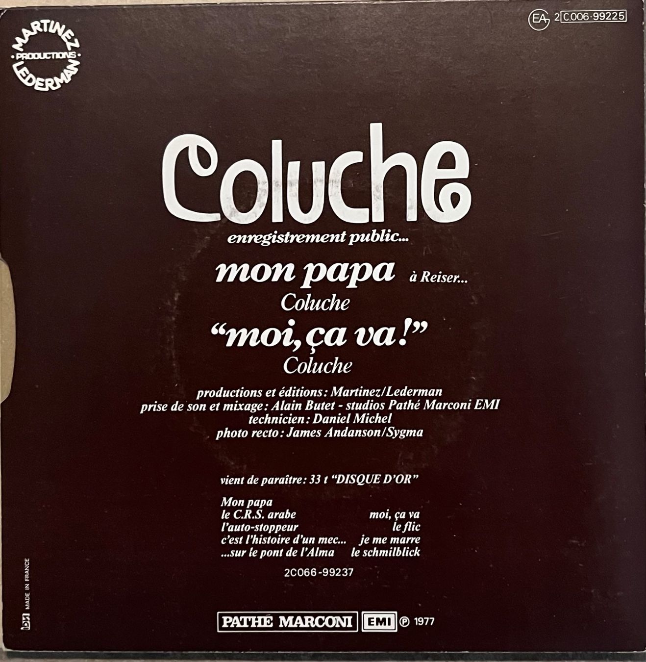 Dischi in vinile: COLUCHE - MON PAPA / MOI, CA VA ! – Usato da Bussigny venduto da vinyl-pas-cher 1