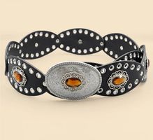 Vintage Style schwarz Rocka Gürtel Strasssteinen - Ceinture