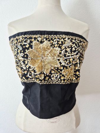 BUSTIER TOP L GOLD PAILETTEN EINZELSTÜCK,  TOP ZU HOSE ROCK
