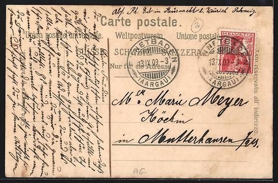 Cartoline postali: AK Baden, Ortsansicht mit Flusspartie – Usato da Berlin venduto da bartko-reher 1