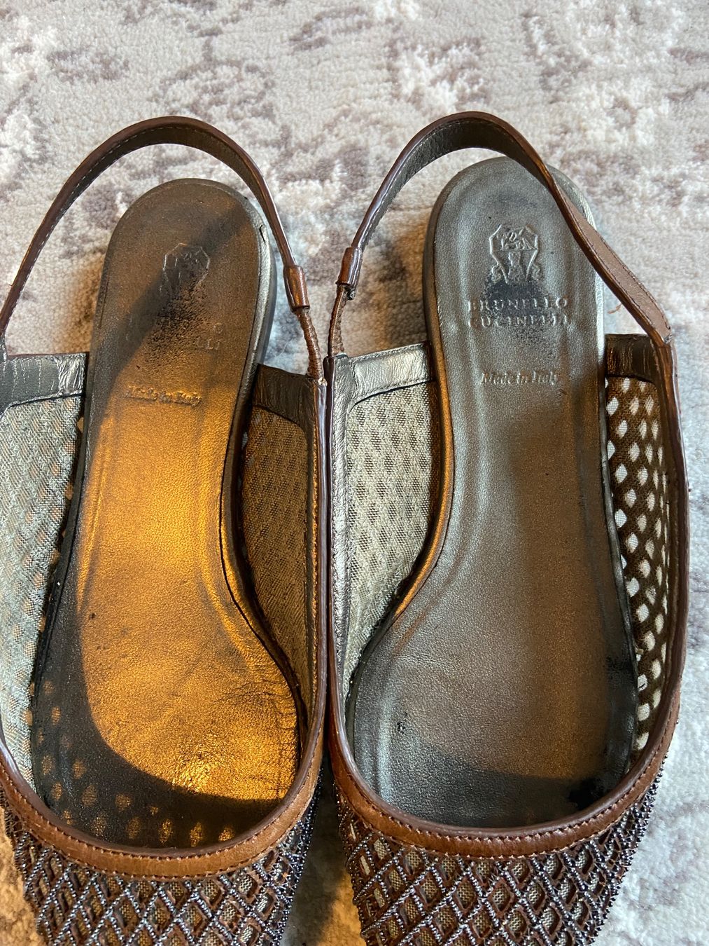Brunello Cucinelli Scarpe da donna: Brunello Cucinelli Monili Bead Leather Slingback Flats – Usato da Münchenstein venduto da B771 5