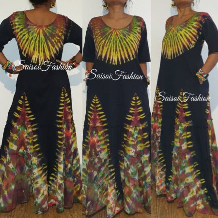 Sommer Batik  Handgefärbt sommer Boho Maxikleid,Robe S-XL