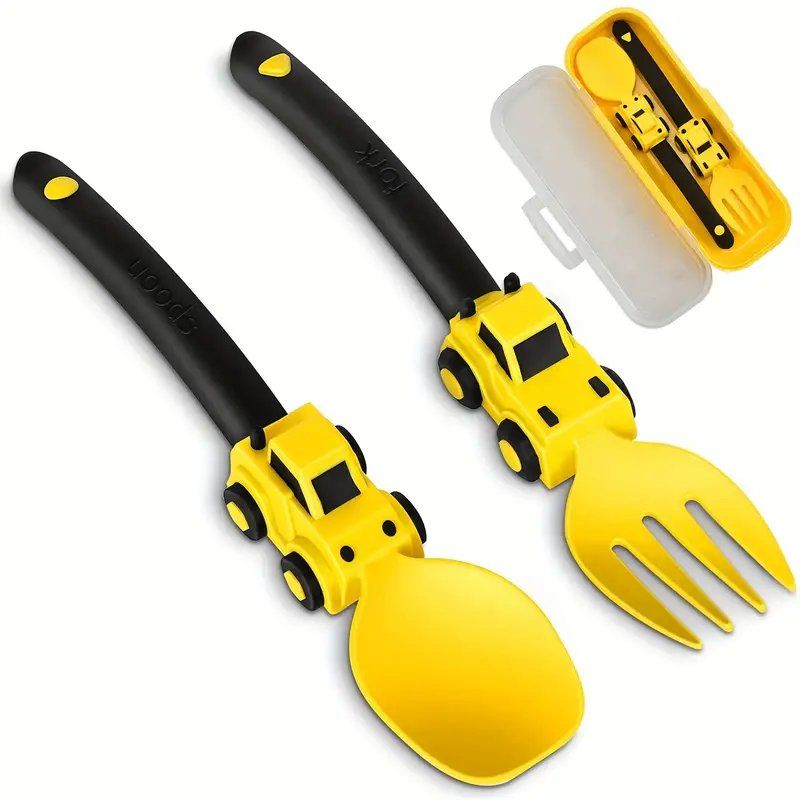Set di posate: Kinderbesteck Baustelle Bagger Kran Löffel Gabel Kind Kies – Nuovo e nell'imballaggio originale da Dättlikon venduto da easythings 3