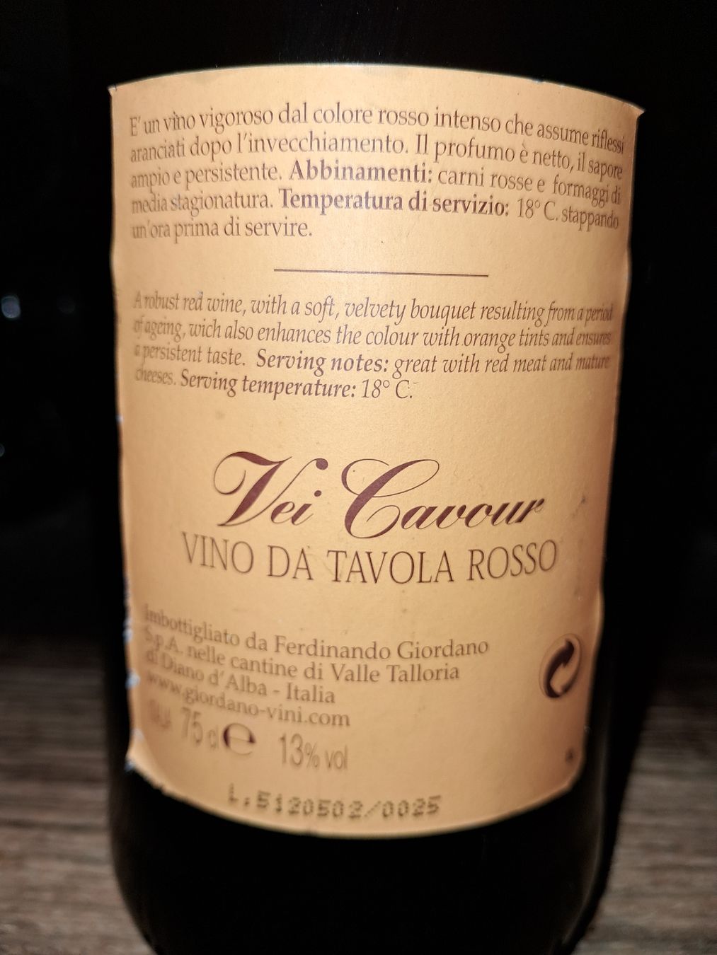 Vino: Giordano vei cavour – Nuovo e nell'imballaggio originale da Le locle venduto da juliensaran 3