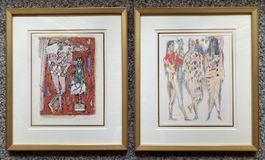 🌟Alois Carigiet, 2 x Druck m. Harlekin vergoldeter Rahmen🌟