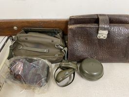 Militär Tasche Kopfhörer Gasmaske Vintage