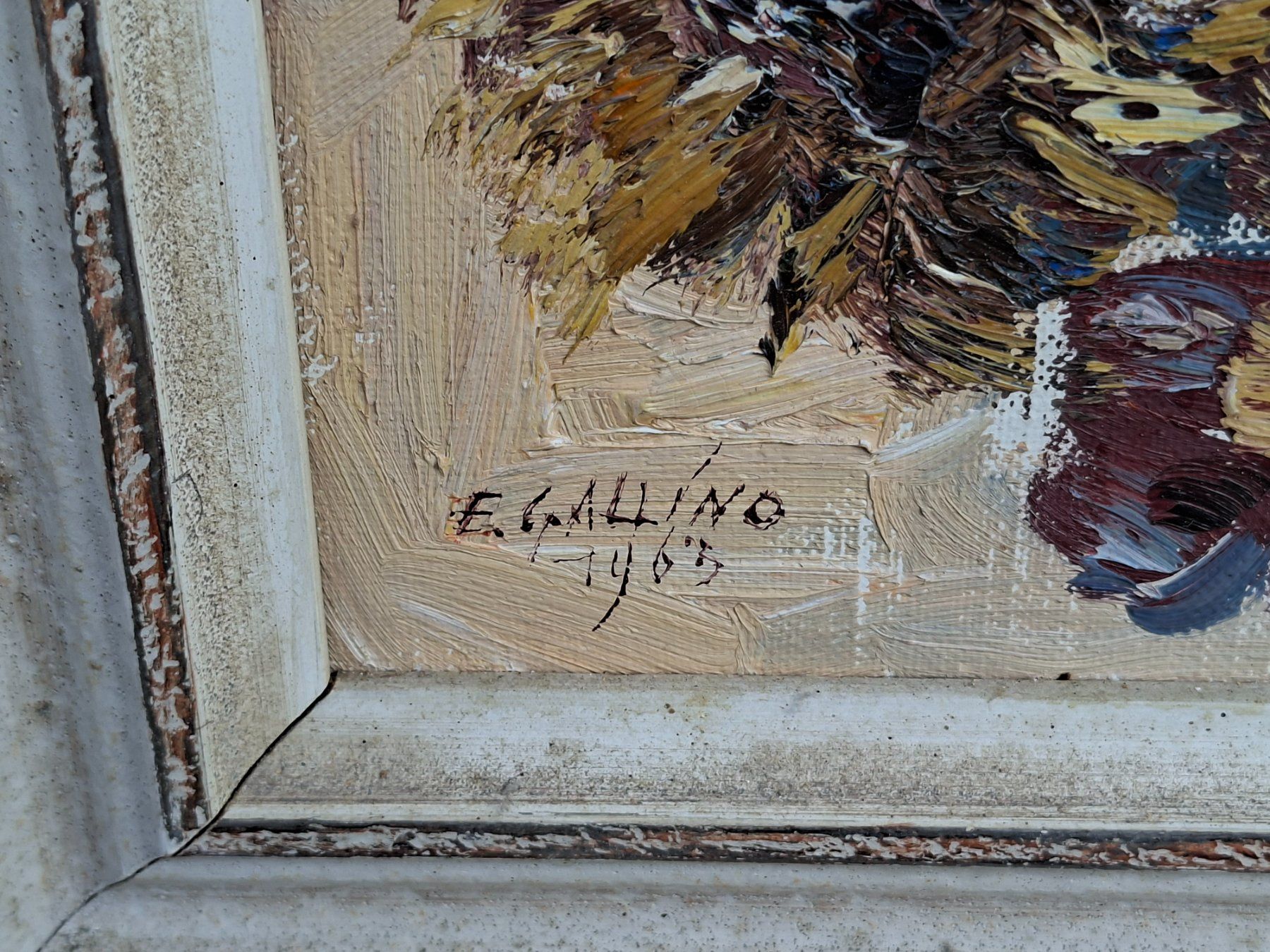 Dipinti: Original Ölgemälde "Stilleben" von E. Gallino, 1963, Top! – Usato da Schaffhausen venduto da meteor7 4