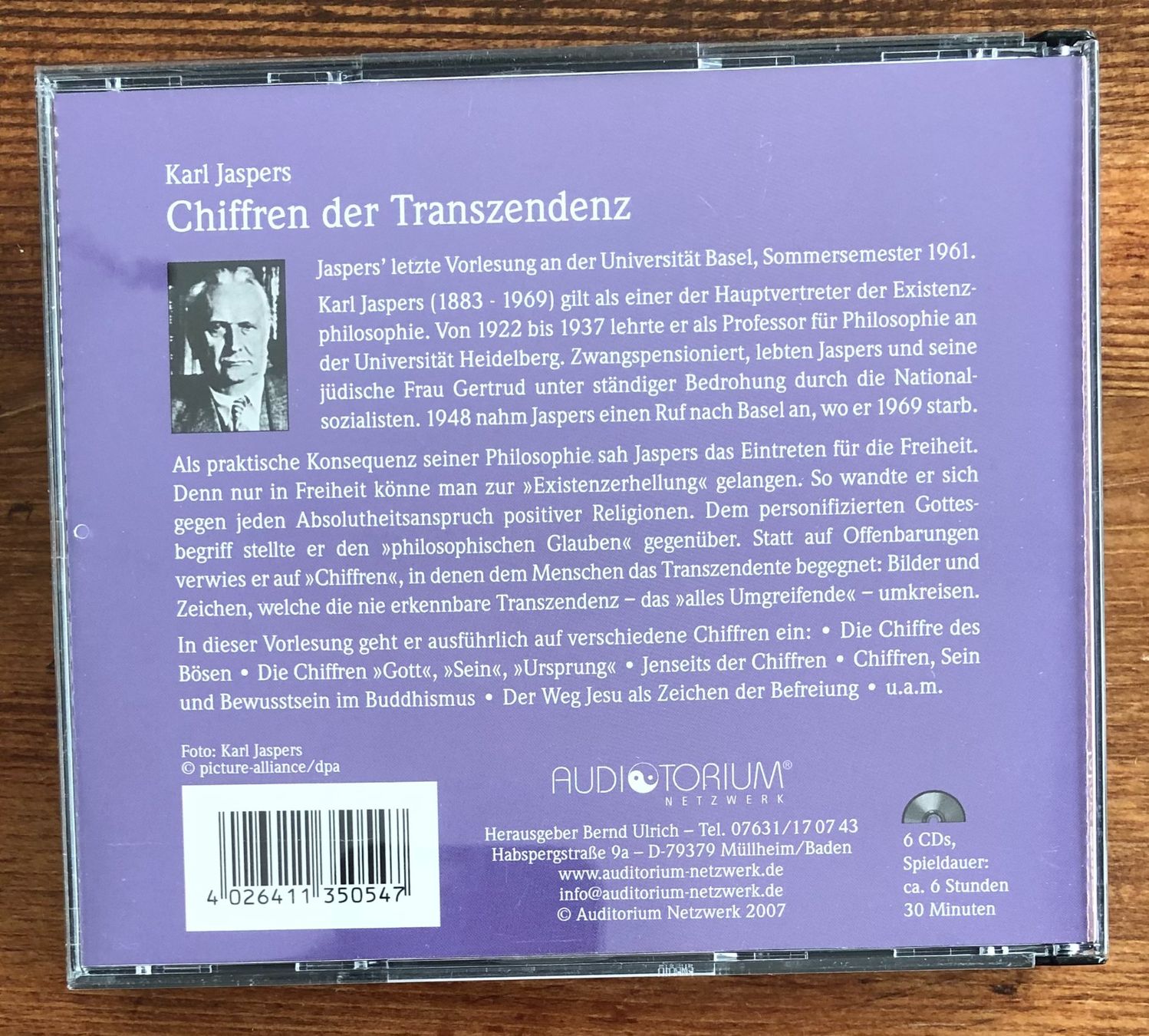 CDs: Karl Jaspers – Chiffren Der Transzendenz 6CDBox – Gebraucht aus Luzern von Schlafenicht00 1