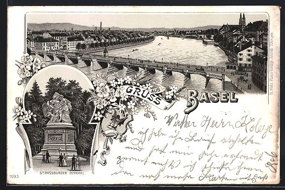Ansichtskarten: Litho Basel, Strassburger Denkmal, Total – Gebraucht aus Berlin von bartko-reher