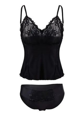 Dkaren Debora elegantes Negligé-Set mit Spitze, Grösse XL
