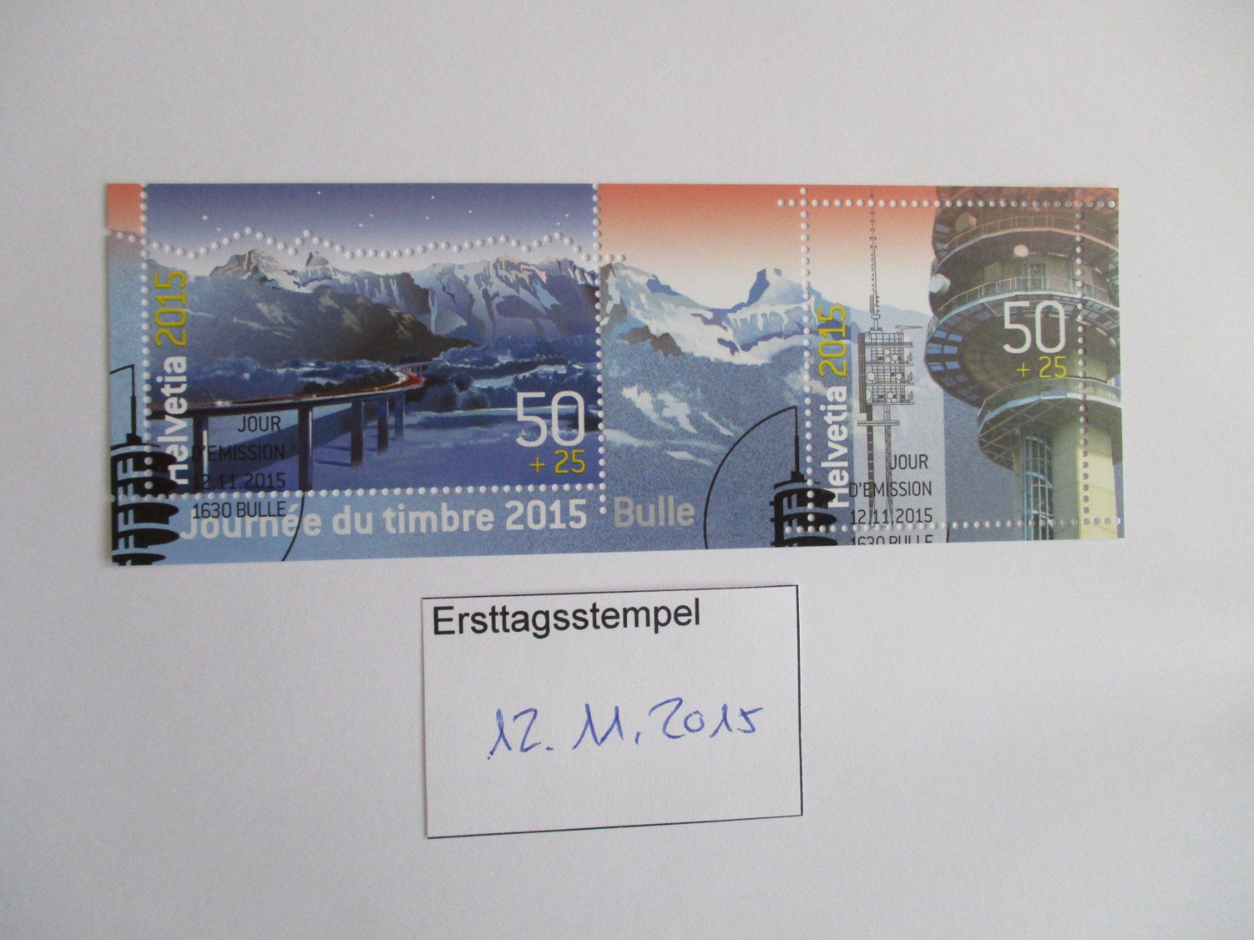 Tutti i francobolli: Block Bulle 2015 Ausgabetagsstempel – Usato da Langnau b. Reiden venduto da Aktuell88