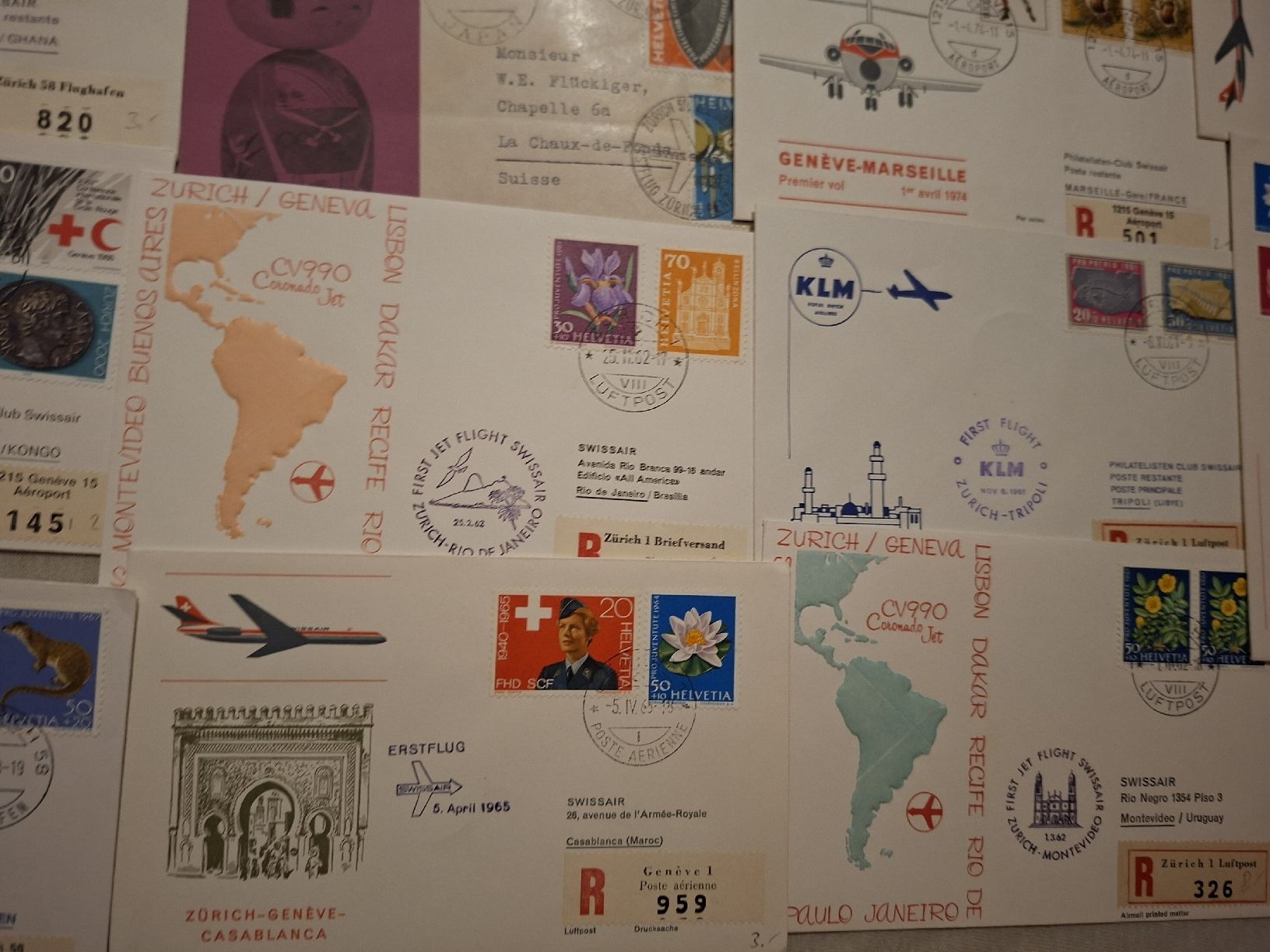 Alle Briefmarken: Lot Swissair Briefe 17 Briefe  – Gebraucht aus Balgach von SIMEON27 3
