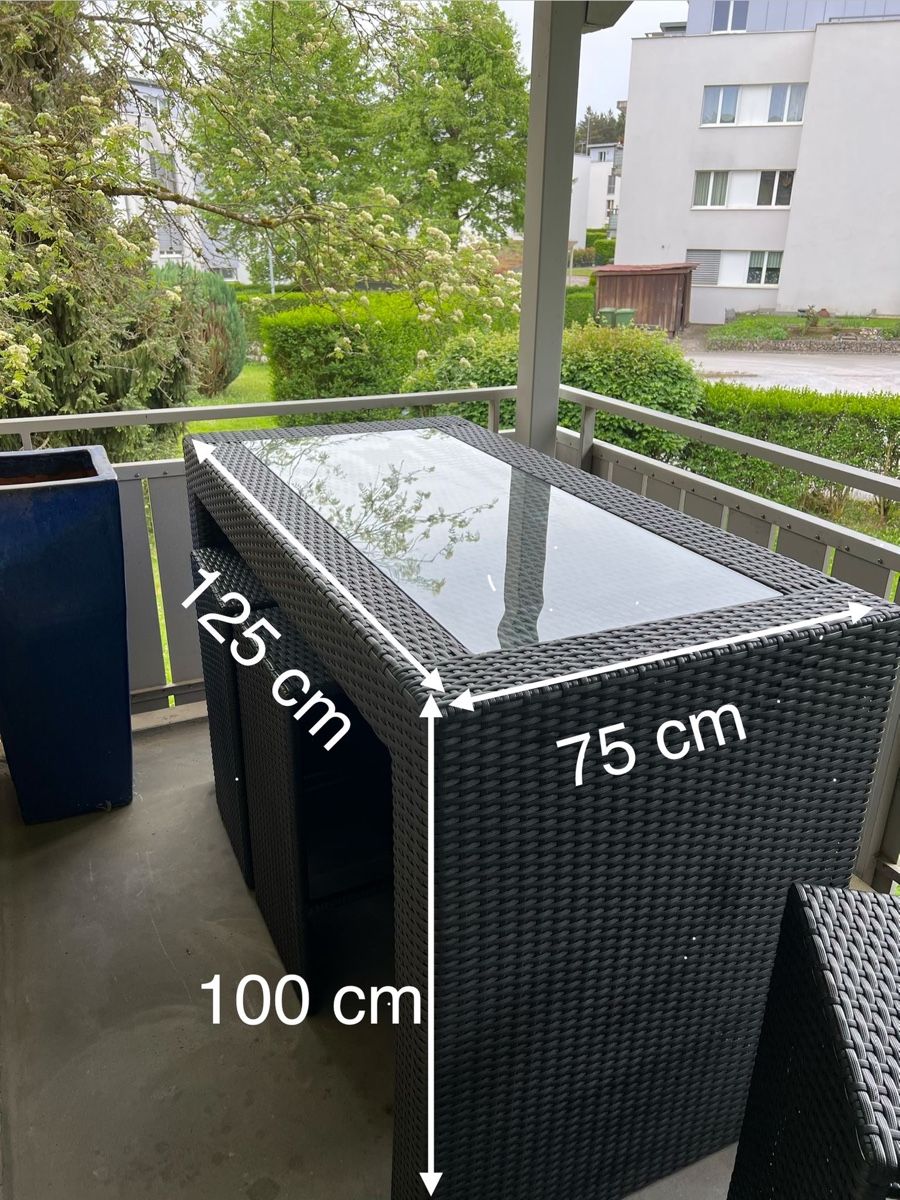 Set di tavolo e panche: Garten Esstisch Set, mit Glasplatte – Usato da Aeugstertal venduto da lthi1227
