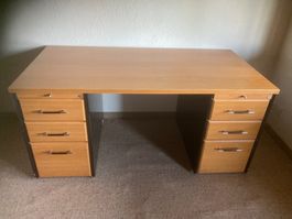Schreibtisch mit Schubladen Bucheoptik gebraucht 160x80cm