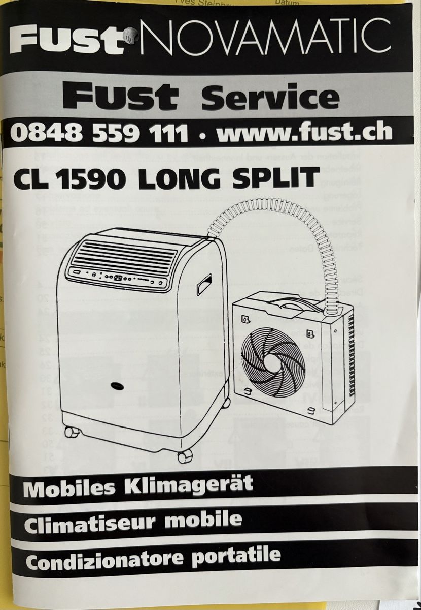 Novamatic Klimageräte: Mobiles Klimagerät CL 1590 LONG SPLIT – Gebraucht aus Rapperswil SG von  8