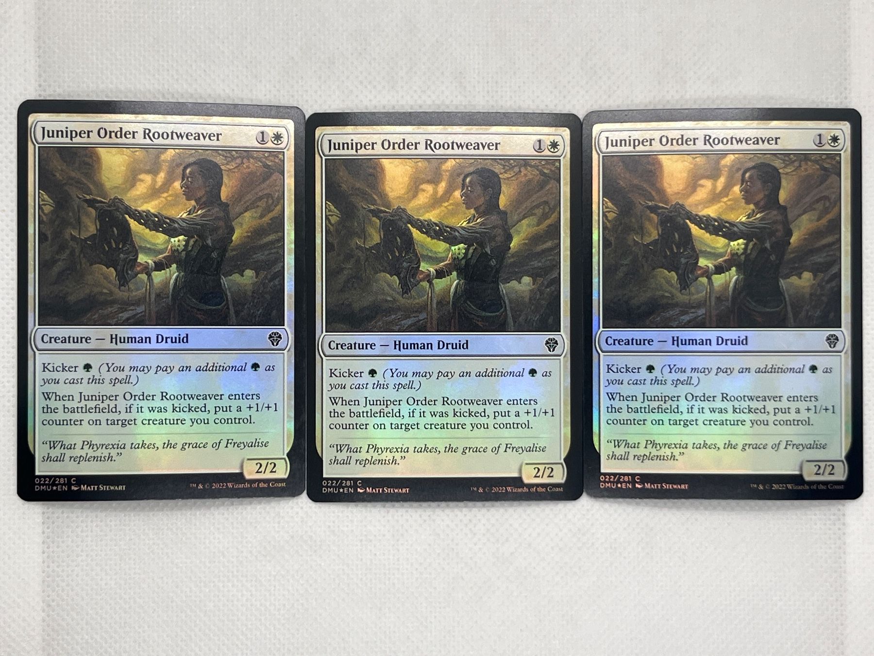 Magic The Gathering Sammelbilder & Trading cards: MTG Juniper Order Rootweaver DMU 22 Foil Common 3x – Gebraucht aus Hinterkappelen von Kim1992