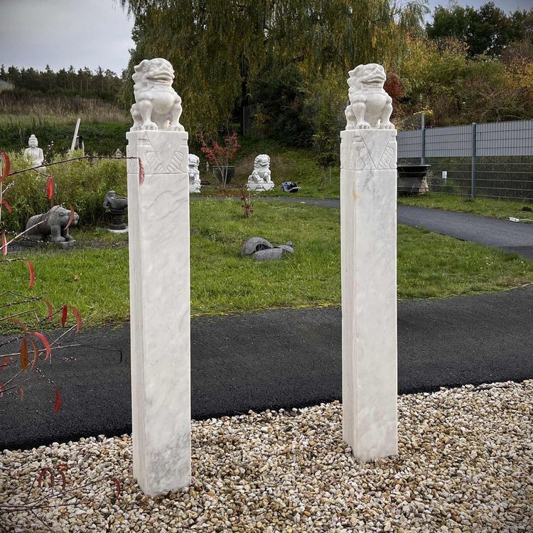 Tempellöwen 1,8m Wächterlöwen Marmorstein Stele China Garten Kaufen