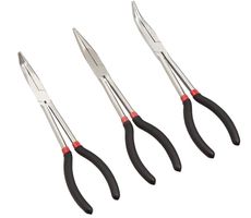 Zangen-Set mit langer Reichweite, 3-teilig, Schwarz
