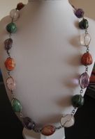 AUS NACHLASS: Mega Multi Color Edelstein Kette Collier 68 cm