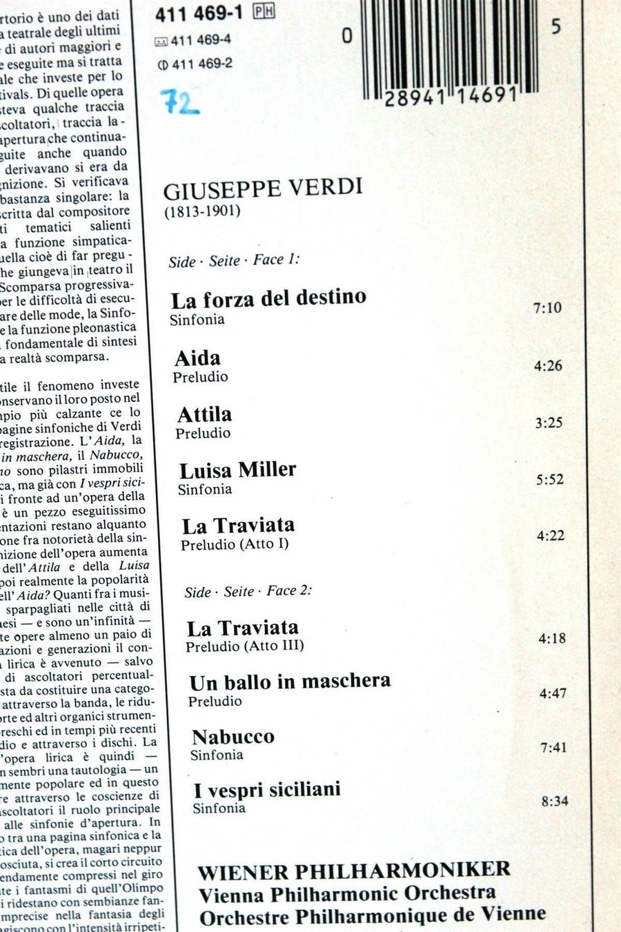 CD: VERDI:  Wiener Philharmoniker/Overtures – Usato da Bern venduto da kultiges 4