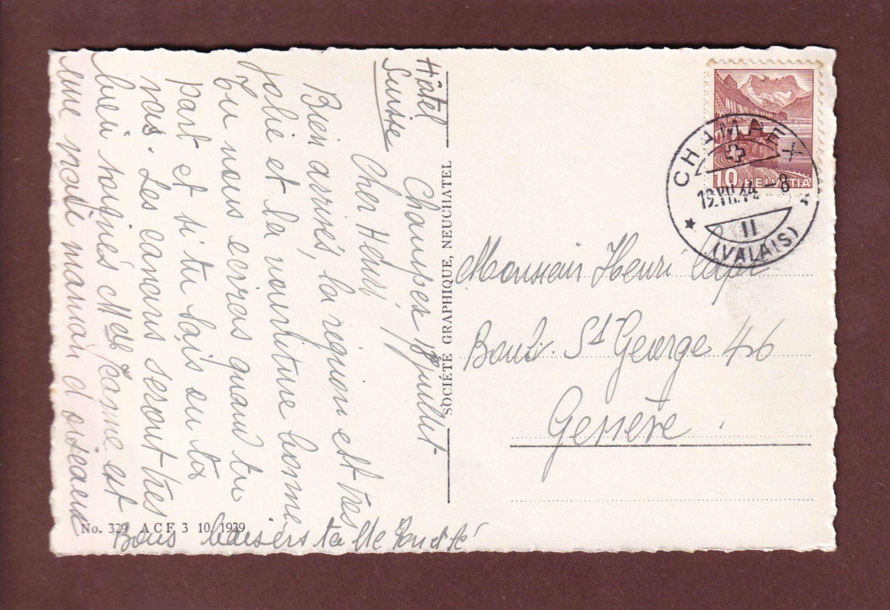Ansichtskarten: LAC CHAMPEX - Grand Combin - 1944 – Gebraucht aus Pully von nicecards 1
