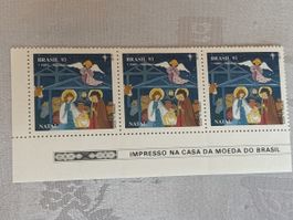 Briefmarken Brasilien Weihnachten 1993, 3er Block!